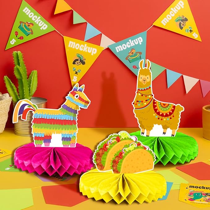 Cinco De Mayo Decoration - 12 Pack Mexican Birthday Centerpiece Honeycomb Garlands, Vibrant Taco Themed Party Supplies for Cinco de Mayo, Fiesta Party Decorations Mexican Party Decor, Taco Party Decorations