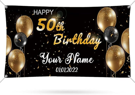 Happy Birthday Banner Personalized Name Photo Age Custom Birthday Banners and Signs Customize for Birthday Party Decoration 4'x2'