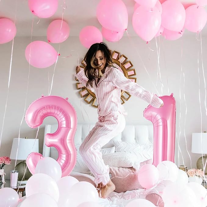 Pink Number 1 Balloon 40 Inch, Big Large Foil Helium Number Balloons, Jumbo Giant Mylar Number 1 Balloons for 1st first Birthday Party Decorations Supplies Anniversary Celebration