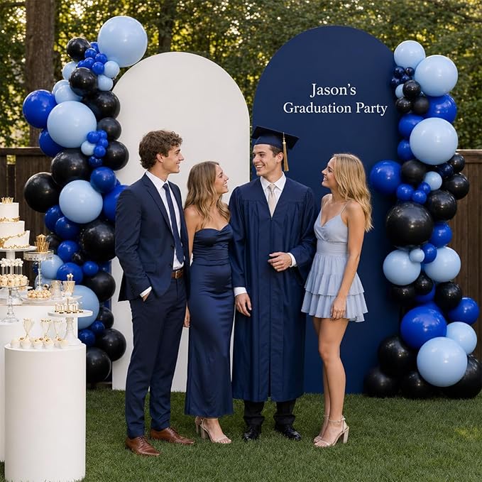 Jobkoo Blue and Black Balloon Arch Kit, 102 Pcs Black Navy Royal Light Blue Balloons Garland Kit for Graduation Fathers Day Boys Baby Shower Gaming Birthday Party Decorations