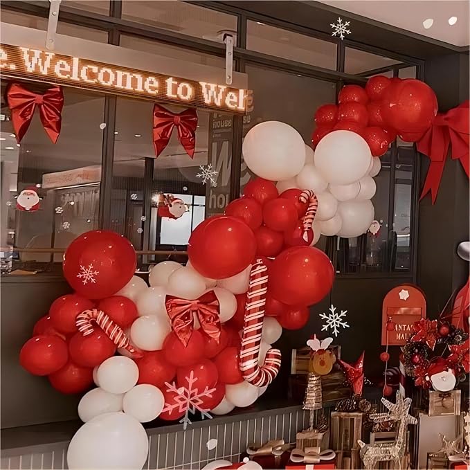 130pcs Red and White Balloons Garland Arch Kit, 18 12 10 5 Inch Different Sizes Pack Red White Latex Balloon for Wedding Baby Shower Birthday Christmas Party Garland Decoration