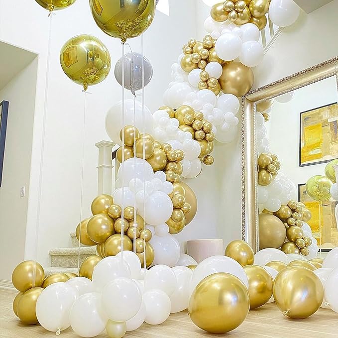 PartyWoo Gold Balloons 99pcs Different Sizes of 36 18 12 10 5 Inch Gold Balloon Arch Kit Garland for Birthday Wedding Anniversary Baby Shower Graduation Retirement Casino Party Decorations Gold-G101