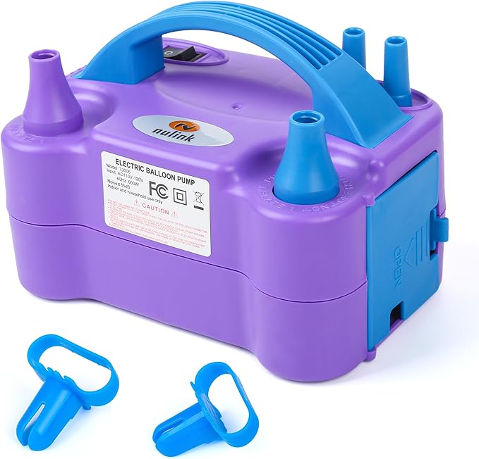 Balloon Pump Electric Portable Dual Nozzle Air Pump for Balloons Blower Pump Inflator for Decoration, Birthday Party [110V~120V, 600W, Purple]