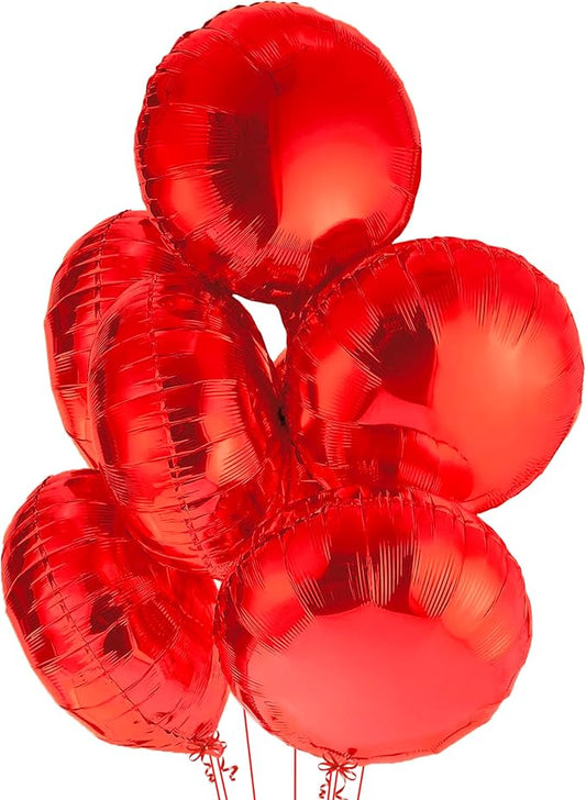 KatchOn, Big Red Metallic Balloons - 18 Inch, Pack of 6 | Giant, Round Red Balloons for Graduation Decorations 2026 | Graduation Balloon, Red Birthday Decoration | Graduation Party Supplies 2026