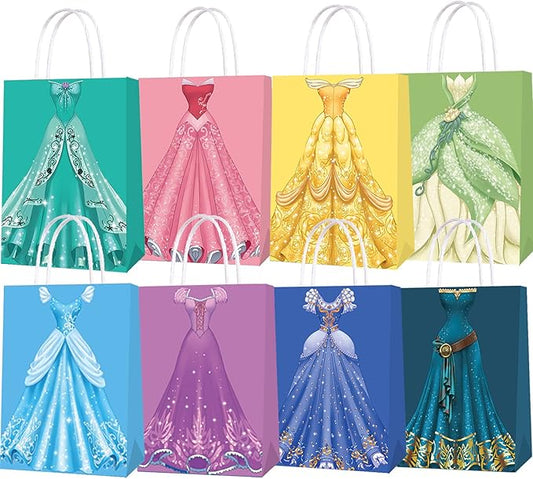 16 Packs Princess Party Gift Bags, Princess Party Supplies for Kids Princess Themed Birthday Party treats bags