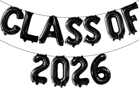 KatchOn, Black Class of 2026 Balloons - 16 Inch | Graduation Balloons Banners | Black Graduation Decorations 2026 | Class of 2026 Banner for Class of 2026 Decorations, Graduation Party Decorations