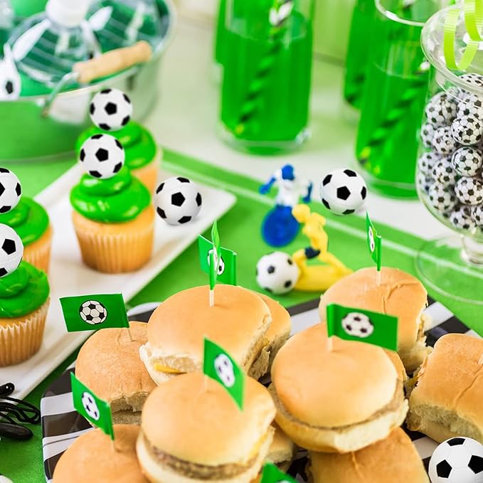 24Pcs Soccer Ball Cupcake Toppers Foam Football Cupcake Food Picks for Sport Balls Theme Baby Shower Wedding Birthday Party Cake Decorations Supplies
