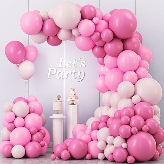 Pink Balloon Garland Arch Kit, Kelfara 109Pcs Hot Pink Latex Pastel Pink Balloon, 18 12 10 5 Inch Latex Balloons for Wedding Birthday Princess Theme Bridal Baby Shower Bridal Shower Party Decorations