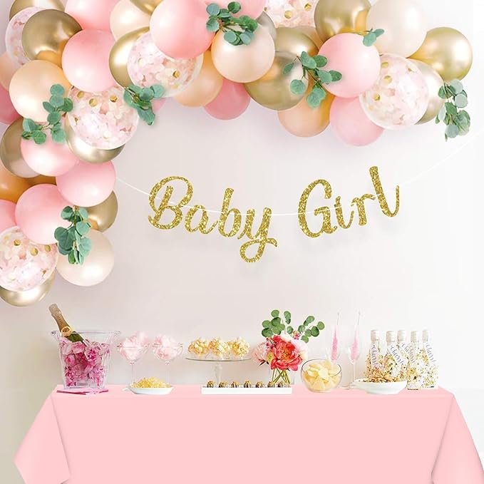 WNINK 2 Pack Plastic Light Pink Tablecloths for Parties Disposable Table Covers 54" x 108" Baby Pale Pink Pastel for Baby Shower Party, Parties Bridal Shower, Engagement Wedding,Holiday Birthday