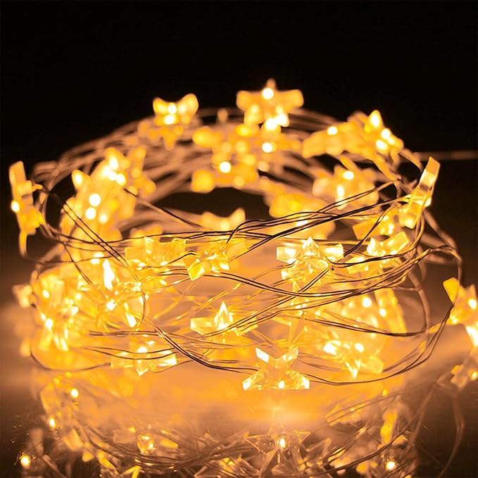 Solar Star Lights Outdoor,40FT 120 LEDs Star Fairy Lights Solar Powered,Waterproof Starry String Light for Outdoor Indoor Christmas Wedding Garden Ramadan Decor,Silver Wire,Warm White