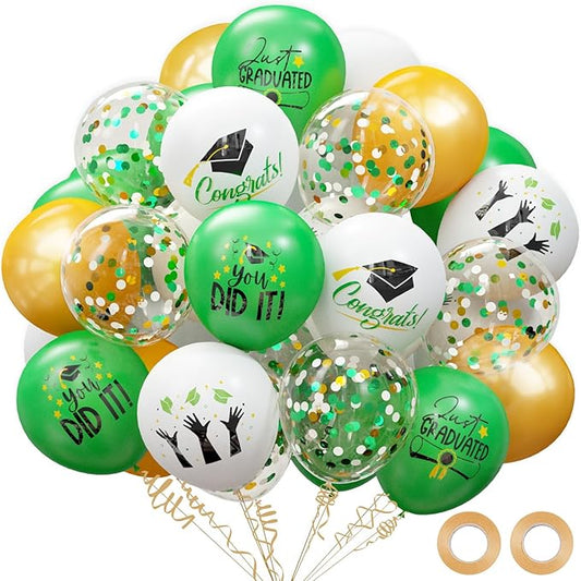 2026 Graduation Party Decorations, 68pcs Graduation Balloons Green and Gold Grad Decor for College High School Class of 2026 Congrats Grad Party Decor