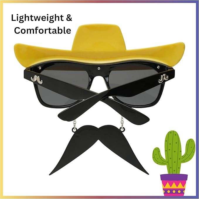 Sun-Staches Fiesta Fun Sombrero Sunglasses | Photo Booth | Party Attire or Party Favor | One Size Fits Most