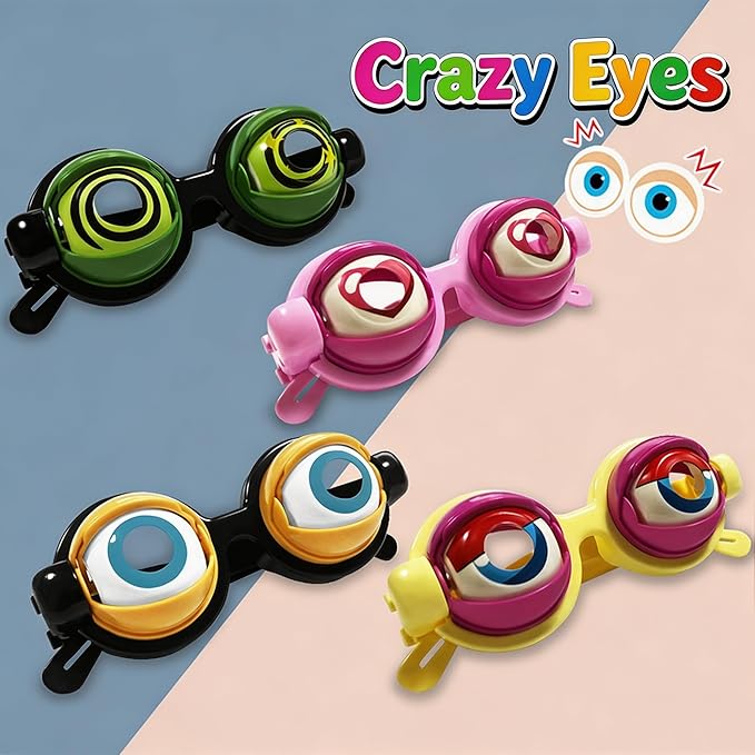 4PCS Moving Eyeball Sunglasses – Funny Wiggly Eye Glasses for Adults, Parties, Halloween & Photo Booth Props