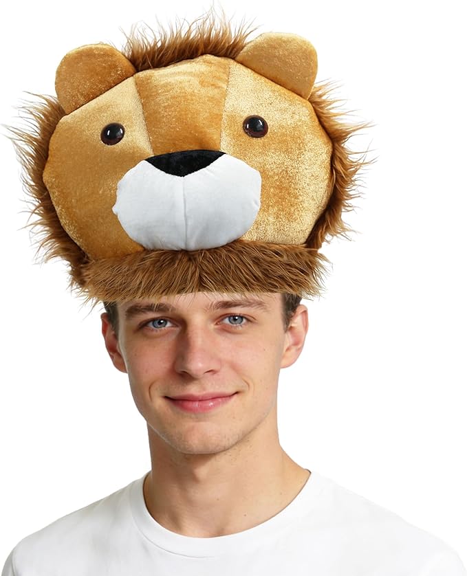 Lion Hat with Bushy Mane. Wild Animal Safari Costume Headwear for Themed Parties & Events