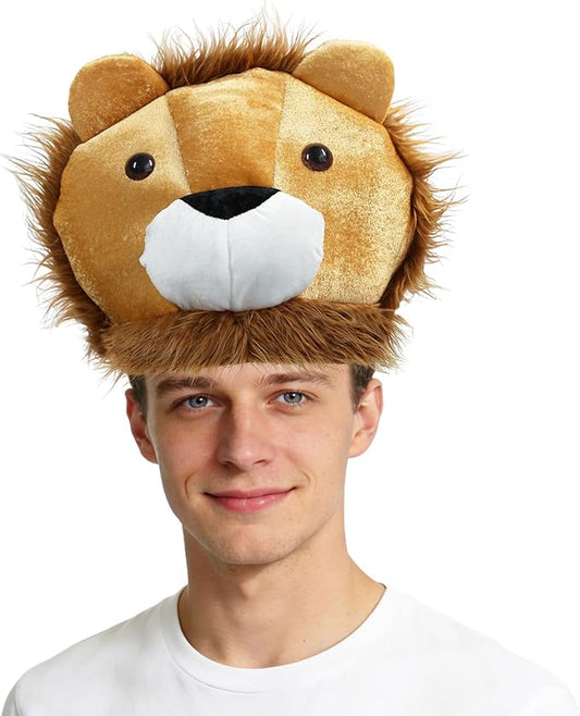 Lion Hat with Bushy Mane. Wild Animal Safari Costume Headwear for Themed Parties & Events