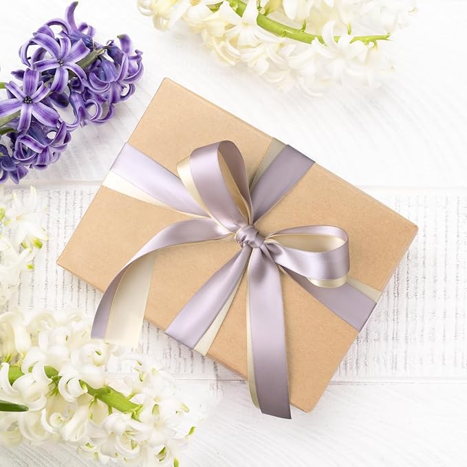 Light Brown Ribbon 1 Inch Wide Neutral Ribbon Tan Champagne Gold Satin Ribbon Assorted Solid Color Double Faced Satin Ribbon for Gift Wrapping Wedding Flower Bouquet Wrapping Hair Bows Crafts