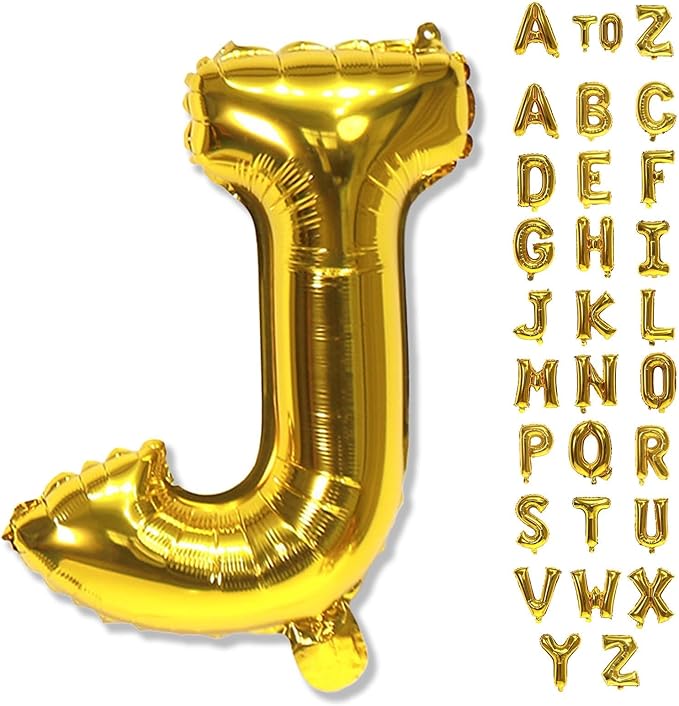 Big Alphabet J Foil Letter Balloons 40 Inch Self Inflating Name Balloon Decor for Women's Birthday & Anniversary