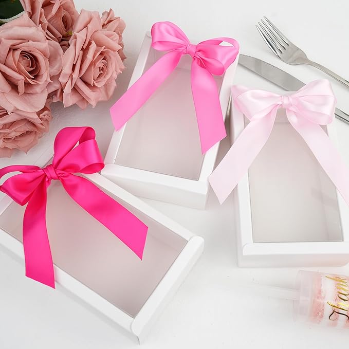 MAYREEL 1 Inch Pink Satin Ribbon Baby Pink Ribbon for Gift Wrapping Crafts Wedding Bridal Shower Valentine's Day Decorations 5 Rolls Assortment 10 Yards Each Color Total 50 Yards