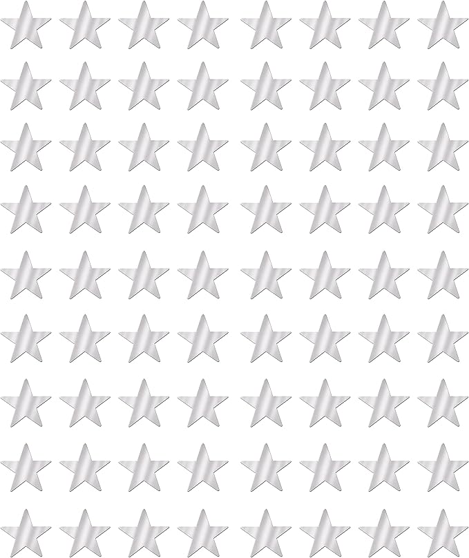 Beistle 72 Piece Silver Star Paper Cut Outs For Bulletin Board Classroom Birthday Party Wall Decorations, 5”