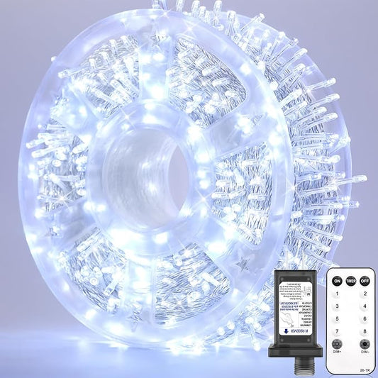 246FT 600 LED Christmas Lights Outdoor Indoor Waterproof 8 Modes String Lights for Outside Cool White Christmas Tree Lights Plug in for Outside Bedroom Wedding Party Holiday Decorations