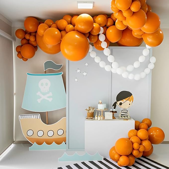 Voircoloria 130pcs Orange Balloons Different Sizes 18" 12" 10" 5" Orange Matte Latex Balloons for Boys Girls Birthday Baby Shower Gender Reveal Wedding Gender Reveal Autumn Party Decorations