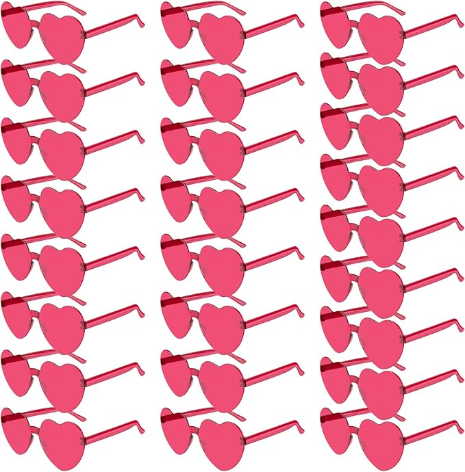 PLULON Heart Sunglasses for Women 5/12/25 Pcs, Heart Glasses Valentine Day Rimless Shaped Candy Color Fun Glasses Party Favor