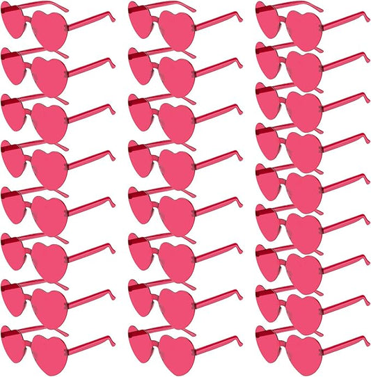 PLULON Heart Sunglasses for Women 5/12/25 Pcs, Heart Glasses Valentine Day Rimless Shaped Candy Color Fun Glasses Party Favor