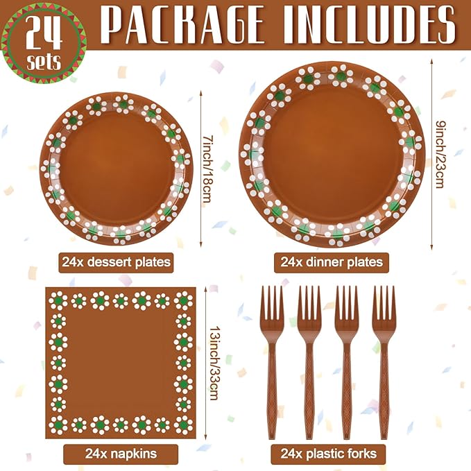 AmazingSpark 122 Pcs Cielito Lindo Party Decoration Platos De Barro Mexicanos Fiesta Talavera Paper Plates Mexican Napkins Forks Tableware Set for Baby Shower Weeding Birthday Supplies, Serve 24