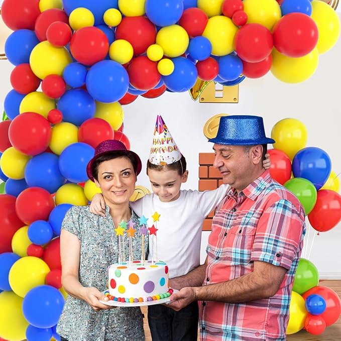 Royal Blue, Red, Yellow Balloons Set - 12inch Red Yellow Blue Balloon Arch Red Yellow Confetti Balloons for Fiesta Carnival Circus Wedding Birthday Baby Shower Graduation Party Decorations