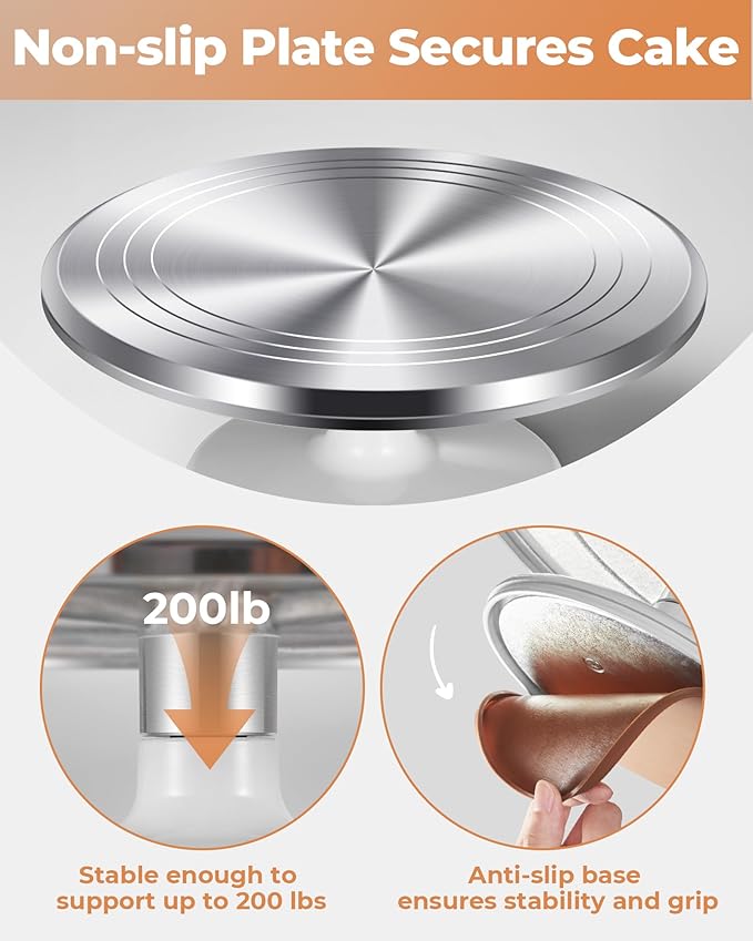 Kootek Aluminium Alloy Revolving Cake Stand 12 Inch Rotating Cake Turntable for Cake, Cupcake Decorating Supplies for Mother's Day