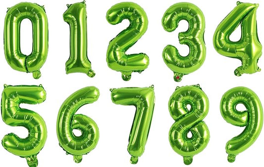 TONIFUL Balloons 16 Inch Light Green 0-9 Number Mylar Foil Balloons 10 Pcs Custom Digital Balloons for 2026 New Year Eve Birthday Party Engagement Graduations Anniversary Baby Shower