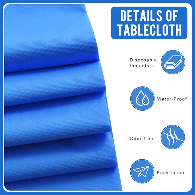 Eleclassi Royal Blue 6 Pack Premium Round Disposable Plastic Tablecloth - 84 Inch Round Plastic Table Cloths for Parties Disposable Tablecloth - Round Plastic Tablecloth - Royal Blue Round Tablecloth