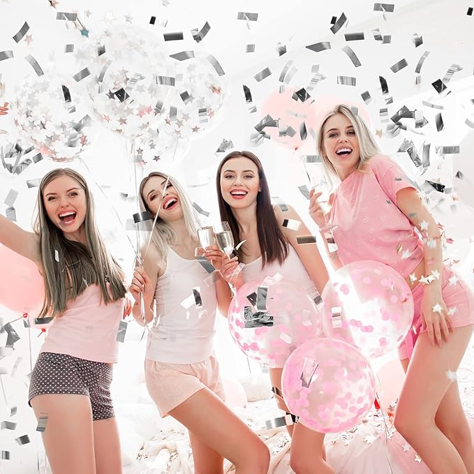 Sumind 200 Grams Foil Silver Confetti Large Glitter Metallic Throwable Scatter Table Party Confetti for Wedding Graduation Birthday Baby Shower Christmas Celebrations New Years Party Decorations