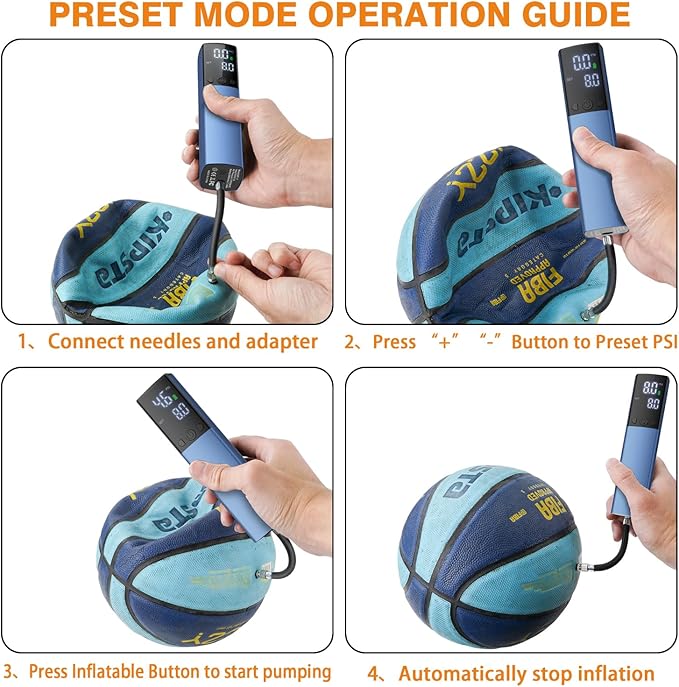 Electric Ball Pump,Smart Air Pump Portable Fast Inflation Accurate Pressure Gauge and Digital LCD Display for All Sport Balls Basketball Football Volleyball Balloon Swim Ring(2Pin & 1Nozzle & 1Spout)