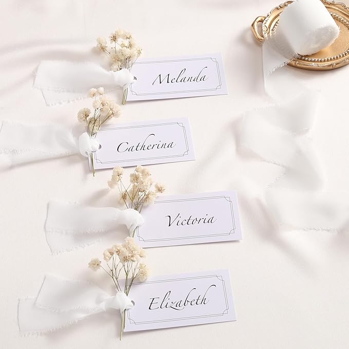DORIS HOME White Chiffon Ribbon for Flower Bouquet, 1" x21Yd Fabric Ribbon for Gift Wrapping, Handmade Frayed Ribbon for Wedding Invitations/Christmas Decorations