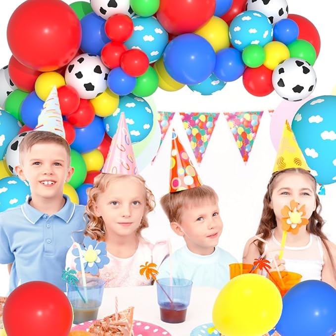 Green Yellow Blue Red Balloon Arch Kit - 122 PCS Red Yellow Green Cow Print Balloon Arch for Wedding Birthday Engagement Wedding Circus Party Decorations