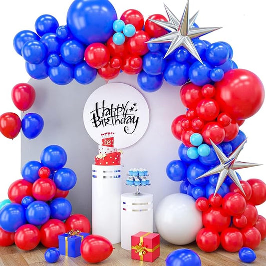 Red Blue Balloon Garland Kit, Red Blue Balloon Arch with Red and Dark Blue Balloons, Red and Blue Balloon Arch for Independence Day Graduation 4th of July Nautical Party Decorations