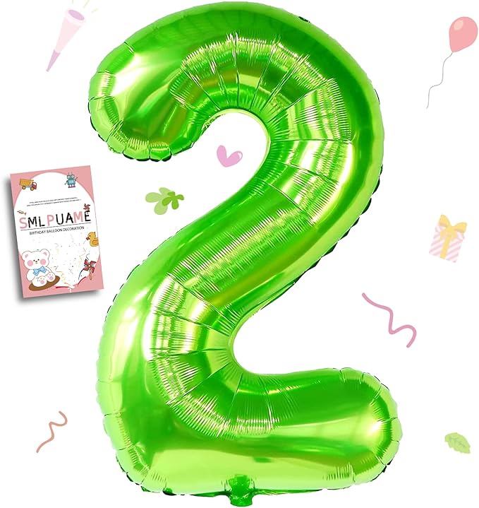 40 inch Number Balloon 0-9 Green Large Number 2 Balloons,Digital Balloons for Birthday Party Celebration Decorations Supplies, Helium Foil Number Balloons for Wedding Anniversary