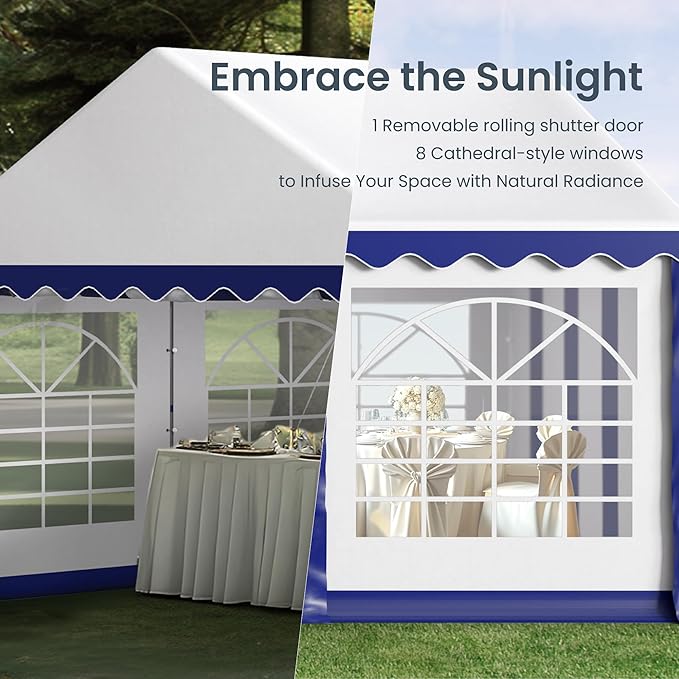 PHI VILLA 13x26 Outdoor Heavy Duty Party Tent, Large Party Canopy Wedding Event Tent with Removable Sidewalls & 3 Storage Bags for Patio Outdoor Garden Events, Blue