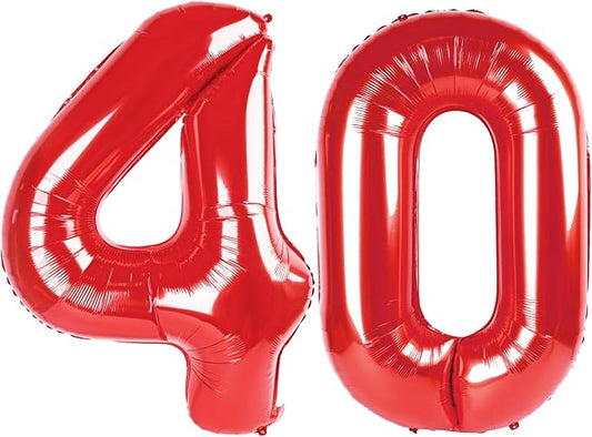Balloons 40 Number, 40 Inch Red 40th Birthday Decoration for Women & Men, Large Foil Party Decorations for Engagement Celebration Memorial Day's Supplies