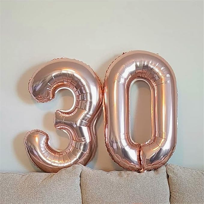 Rose Gold Number 3 Balloon for Girls, 40 Inch Large Number 0-9 Foil Mylar Helium Digital Balloons Set for Women Birthday Graduation Anniversary New Year Wedding Party Decorations Celebration Supplies