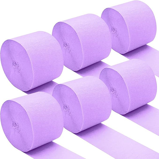Oun Nana Lavender Purple Crepe Paper Streamers Party Decorations, 6 Rolls 738 Ft Party Streamers for Birthday, Baby Shower, Wedding, Graduation, Backdrops, Ceilings and DIY Crafts