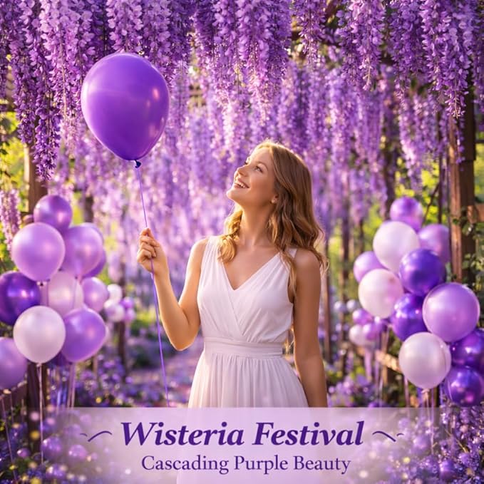 Dark Purple Latex Party Balloons，100 Pack 12 Inch Round Helium Purple Balloons with Ribbon for Birthday Butterfly Wedding Graduation Halloween Party Decorations