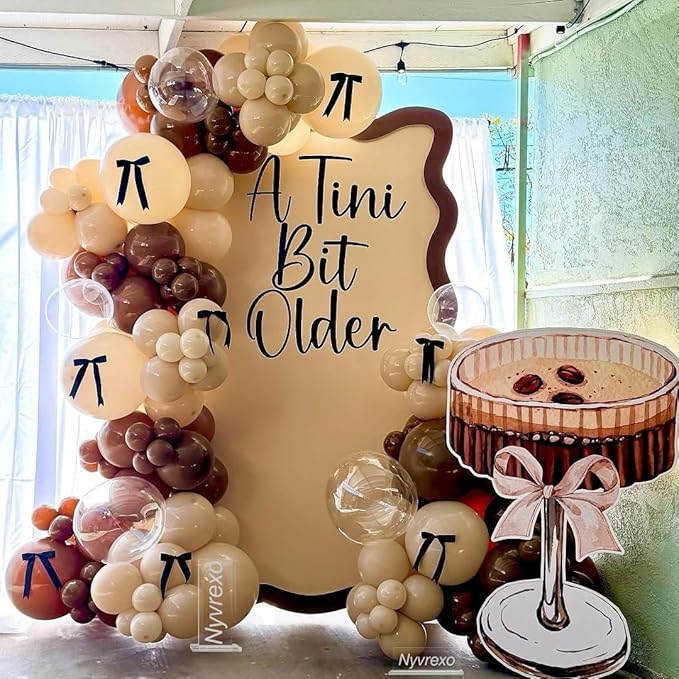 Espresso A Tini Bit Older Balloons Garland Arch Kit, 136Pcs Martini Birthday Party Brown White Balloons, Bridal Shower Bachelorette Wedding Decorations