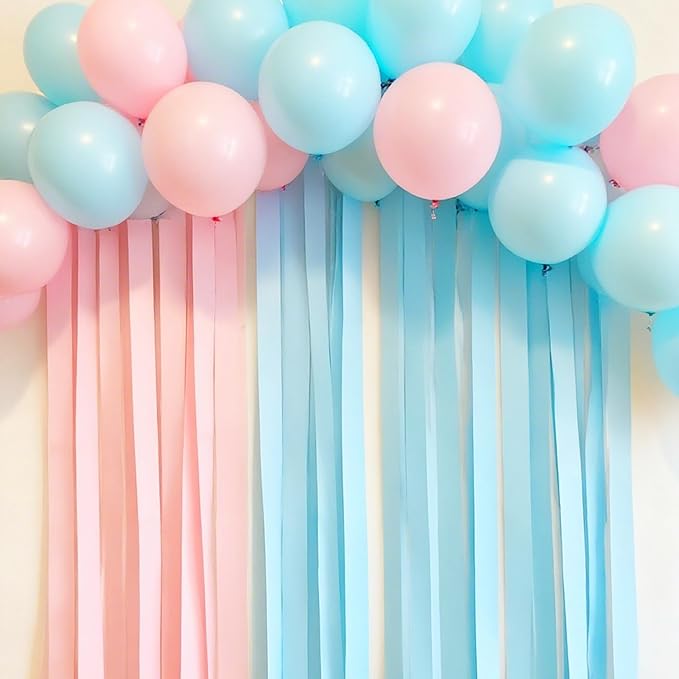 BEISHIDA 8 Rolls Pink and Blue Crepe Paper Streamers for Baby Shower Gender Reveal Party Decorations Wedding Birthday DIY Craft Paper(1.8 Inch x 82 Ft/Roll)