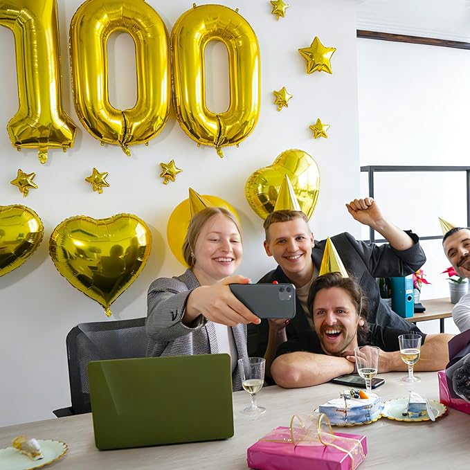 40 inch Number Balloon 0-9 Gold Large Number 100 Balloons,Digital Balloons for Birthday Party Celebration Decorations Supplies, Helium Foil Number Balloons for Wedding Anniversary