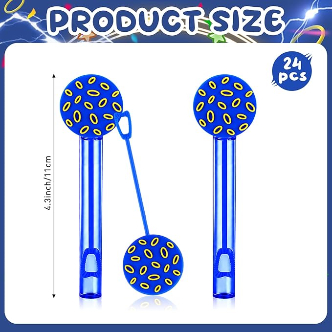 Jenaai 24 Pcs Blue with Gold Ring Bubble Wands Cartoon Bubble Wand Party Favors for Summer Activity Cartoon Birthday Gifts Carnival Goody Bag Stuffers Wedding Supplies