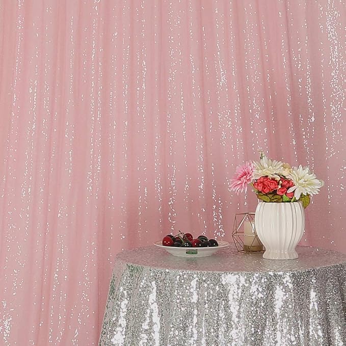 Juya Delight 6ft x 8ft Pink Sequin Photography Backdrop Curtain for Party Banquet Festival Wedding Anniversary Exhibition