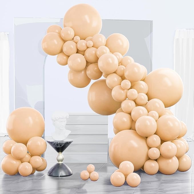 PartyWoo Nude Balloons 140pcs Different Sizes of 18 12 10 5 Inch Apricot Boho Fall Neutral Balloon Arch Kit Garland for Graduation Birthday Boy Baby Shower Theme Party Decorations Brown-F05