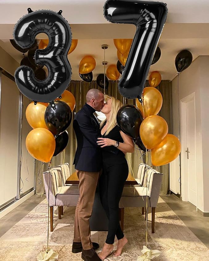 Balloon Numbers 40 Inch 5 Ballon for 5th Birthday Decorations, 15 25 35 50 Big Black Number Balloons for Wedding Photo Shoot Party Decor